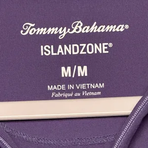 Tommy Bahama IslandZone Purple Short Sleeve Mock Neck Zip Golf Polo Shirt Medium thumbnail 3