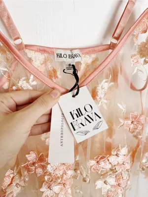 KILO BRAVA • Anthropologie Embroidered Mini Slip Dress sheer nightie nightgown thumbnail 5