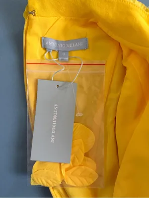NWT Antonio Melani Willow Linen Floral Applique Sunshine Yellow‎ Midi Dress thumbnail 6