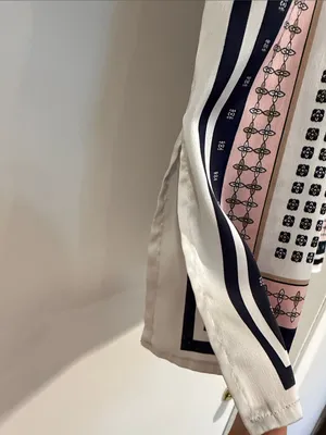 Ann Taylor Sleeveless Printed Tank in White, Navy, and Pink thumbnail 3