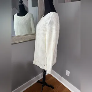 American Eagle Jegging Sweater Ivory Sparkle Knit Scoop Neck Large. thumbnail 3