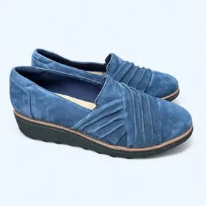 Clarks Sharon Villa Loafer Blue Women's 7 M Comfort Shoes Suede Leather Preppy thumbnail 5