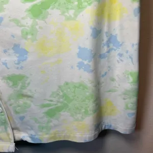 KIKIT 2-Piece Short Lounge Set Pastel Tie Dye Short Sleeve Button Up Shirt Large thumbnail 7
