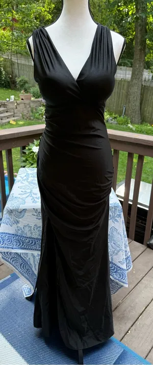 La Femme RN103544 Black Formal Ball Gown Dress Prom Wedding Size 2 S Small thumbnail 1