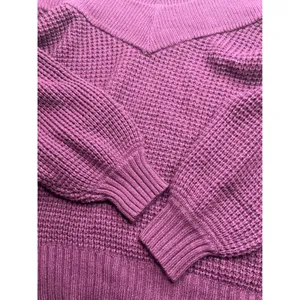 ZENANA Women's Medium Purple Waffle Knit‎ Oversized Cowl Neck Sweater thumbnail 7