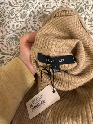 Love Tree Camel Ribbed Turtleneck Sweater thumbnail 2