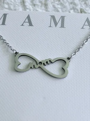 Mama Infinity Heart Necklace New Silver thumbnail 2