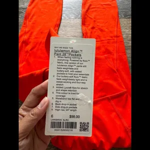 Lululemon Align With Pockets High Rise 28” Solar Orange Size 6 NWT thumbnail 2