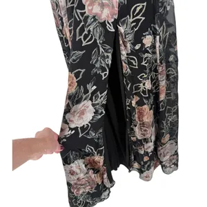 NWT Lulus Floral Velvet Burnout Maxi Dress Black Tie Back V Neck Size‎ XS Fairy thumbnail 14