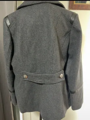 MICHAEL Michael Kors Women’s XL Gray Wool Blend Moto Peacoat Faux Leather Trim thumbnail 3