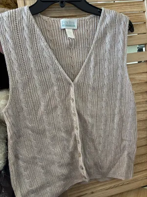 Cable Knit Button-Front Sweater Vest — Large thumbnail 1