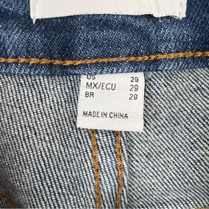 Forever21 Jeans Flare Leg High Rise Busted Knees Raw Hem Dark Wash Stretch‎ 29 thumbnail 6