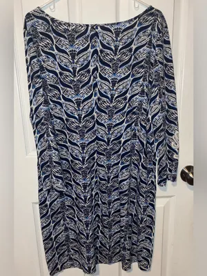 Lilly Pulitzer Marlowe Mermaid Tail Dress 3/4 Sleeve Size XL Blue White thumbnail 5