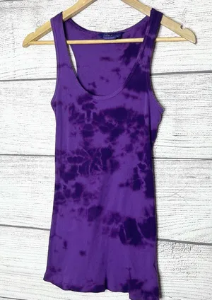 Miley Cyrus & Max Azria Long Purple Tie-Dye Tank Top Size Large thumbnail 2