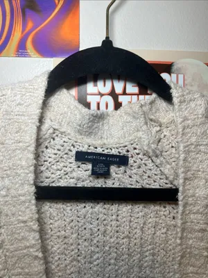 American Eagle Cream Knit Cardigan thumbnail 3
