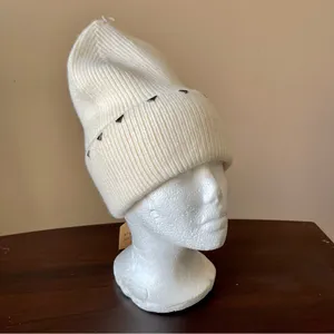 FRYE & CO | Cream Studded Knit Skull Hat thumbnail 3