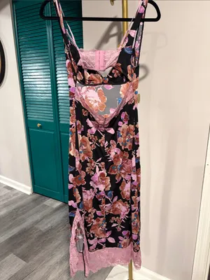 FREE PEOPLE NWT Party Crasher Midi Slip / Black Combo thumbnail 6