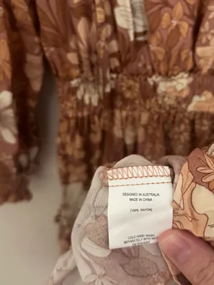 Petal & Pup Kealan Mini Dress Womens Size 0 Brown Floral Smocked Long Sleeve NWT thumbnail 8