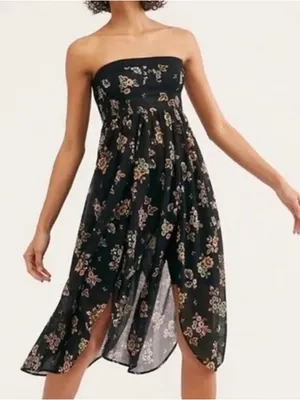 Free People Kitty Floral Boho Coastal Resort Cottage Soft Tube Maxi Dress XS thumbnail 1