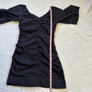 Ganni Cotton Black Ruched Dress 38 Medium Contrast Stitch thumbnail 10