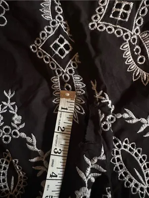 Especia Boho Black & white scalloped shorts with white floral embroidery, L, NWT thumbnail 7
