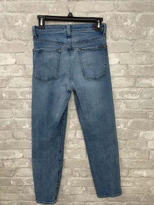 7 For All Mankind Medium Blue High Waist Cropped Straight Jeans thumbnail 3