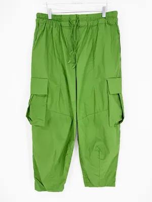 Farm Rio Cotton Straight Crop Cargo Pants Women's M Green Utility Chic thumbnail 2