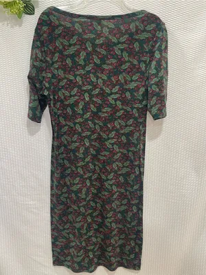 LuLaRoe Julia Dress Women’s Large Holly Berry Christmas Holiday Bodycon LuLaRoe thumbnail 3