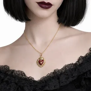 NEW Gold Plated Sacred Heart Rhinestone Sunburst Statement Necklace Valentine thumbnail 1