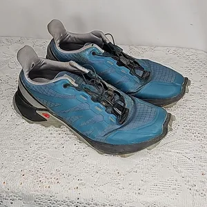 Salomon Supercross Contagrip ortholite blue gray athletic running shoes sz 7 thumbnail 2