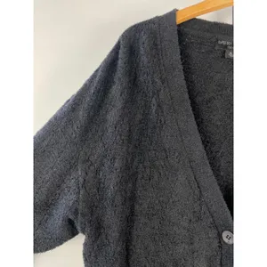 Barefoot Dreams CozyChic Lite Cardigan Black Carbon V-Neck Sweater BDWCL22246 XL thumbnail 3