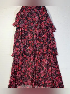 Haute Nites Floral Tiered Cutout Maxi Dress Small Flowy Fairy Party Going Out thumbnail 5