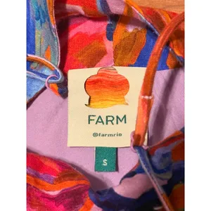 Farm Rio Graphic Bananas Pink Linen Blend Mini Wrap Dress Small thumbnail 6