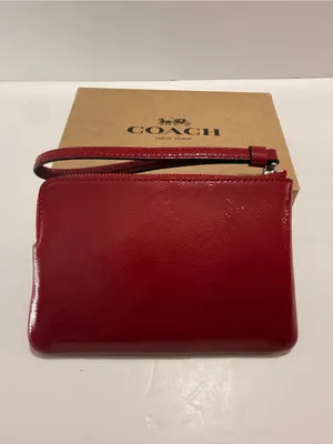 Coach Red Patent Leather Zip Wristlet thumbnail 3