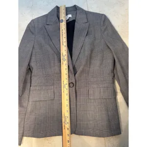 LOFT Glen Plaid One-Button Blazer‎ Gray Workwear Jacket Size 8 thumbnail 6