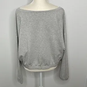 Offline cropped soft cotton blend sweatshirt. Size large. Elastic waist band. thumbnail 3