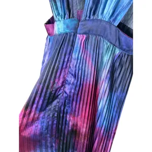 L'IDÉE Printed Gala Gown Pleated Deep Sea Blue Purple Tie Dye Maxi Dress 8 thumbnail 6