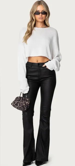 Edikted Black Flare Vegan Leather thumbnail 1