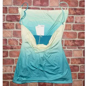 NWT Peppermayo Brinny Mini Dress Green Ombre Open Back Size L Sexy Going Out thumbnail 2