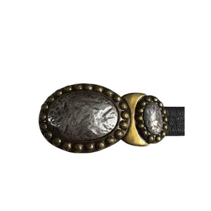 Chicos Womens Black Leather Belt W/ Two-Tone Decorative Buckle S/M SKU 6989 thumbnail 6