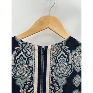 Ann Taylor Medallion Print Sleeveless Blue Cream Shift Dress‎ Women's Size 4 thumbnail 8