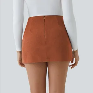 Halara NWT High Waisted 2-in-1 A Line Mini Corduroy Skort Women’s XL Baked Clay thumbnail 2