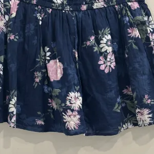 Abercrombie Kids Navy Blue Pink Floral Shirred Ruched Mini‎ Skort Girls 11/12 XS thumbnail 6