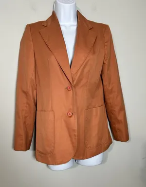 Vintage Sanyo Fashion House Tokyo Burnt Orange Structured Blazer Japan Made Sz 8 thumbnail 1