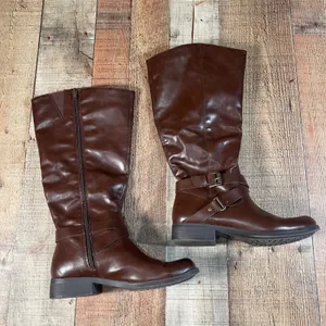 Style & Co Elenorr Brown Knee High Riding Boots Women's 8M Wide Calf Buckle thumbnail 5