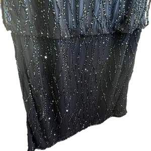 J Kara Beaded Sleeveless Popover Sheath Dress Iridescent Sequin Navy‎ Size 14 thumbnail 10