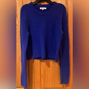 Madewell Readfield Pullover Wool Cropped Sweater in Voyage Cobalt Blue Sz Medium thumbnail 6