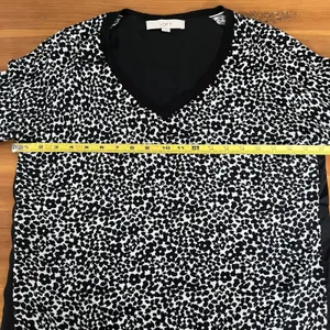 LOFT Women’s Black White Floral Spot‎ Mixed Media Sweater Size Medium thumbnail 7