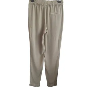 Zara‎ Women Minimalist Crinkle Lounge Pants XS Tan Tapered Elastic Waist Casual thumbnail 2