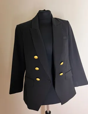 Express Black Double-Breasted Blazer with Gold Buttons NWT thumbnail 1